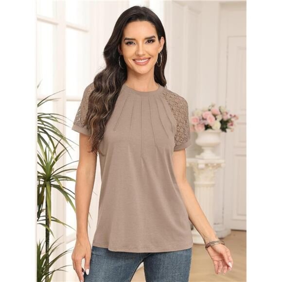 Womens Summer Tops Spring Shirts Trendy Vacation Outfits Short Sleeve - Picture 2 of 6